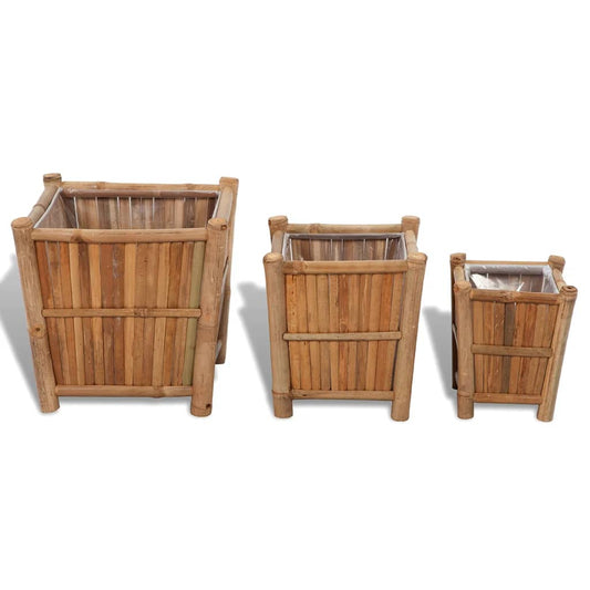 3 pcs Bamboo Raised Bed with Nylon Lining 3 pcs Bamboo Raised Bed with Nylon Lining