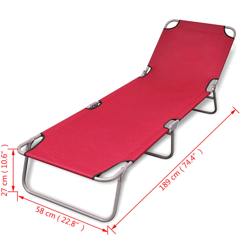 Sun Lounger | Red | Powder-Coated Steel | Standard | Foldable