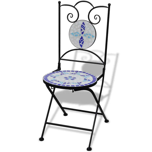 Folding Bistro Chairs 2 pcs Ceramic Blue and White Folding Bistro Chairs 2 pcs Ceramic Blue and White