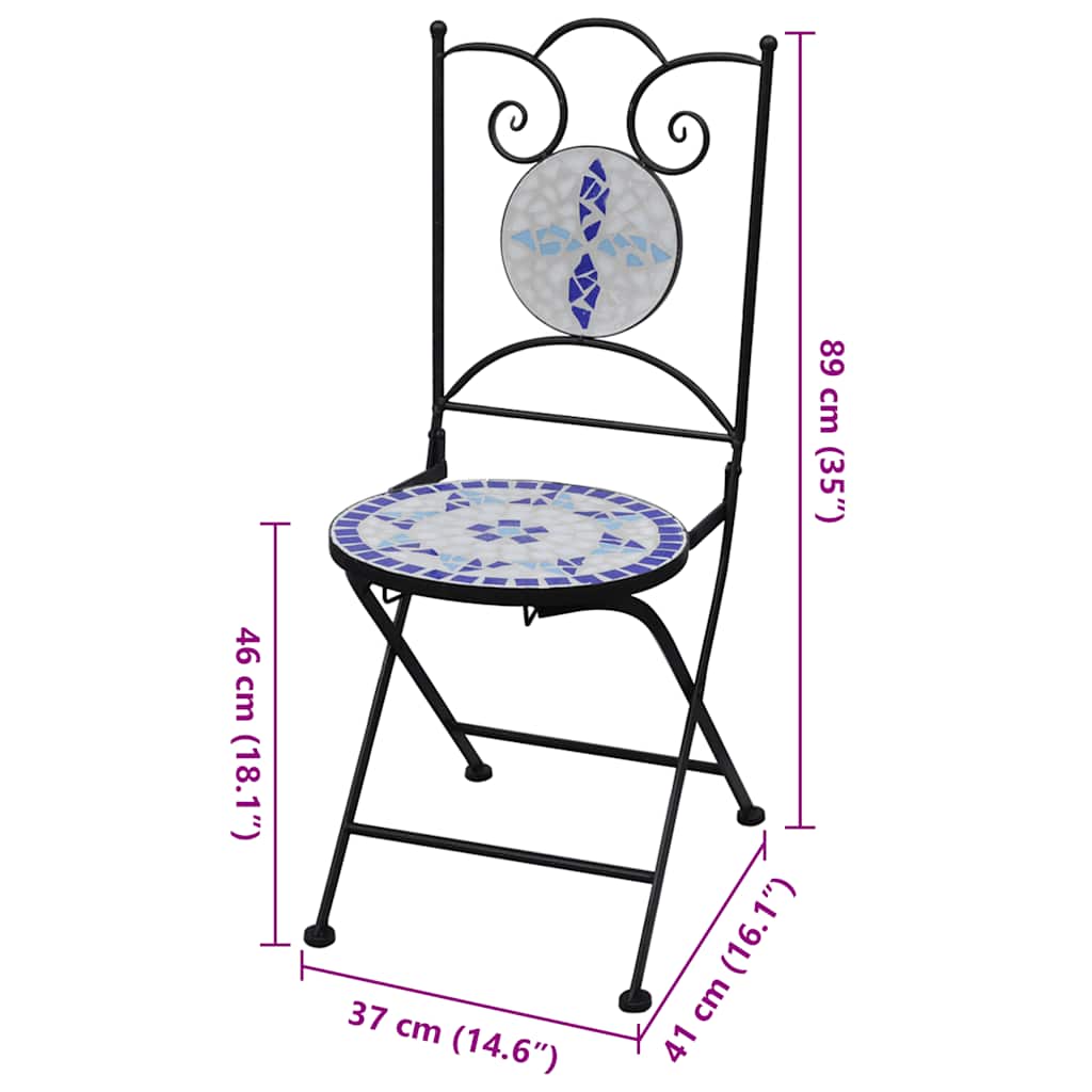 Folding Chairs 2 pcs Ceramic Blue and White