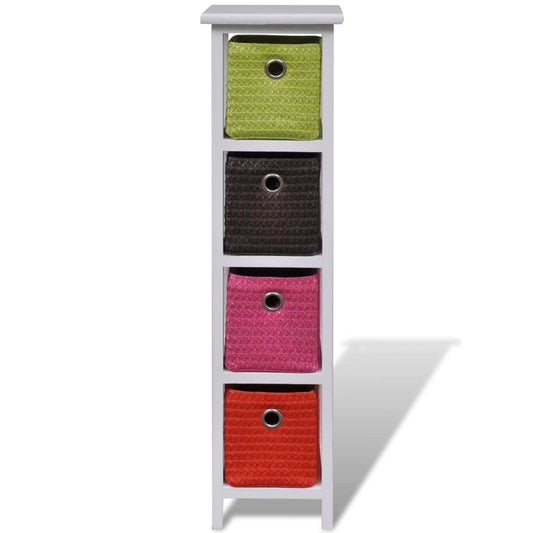 Storage Rack with Multi-colour Baskets Paulownia Wood Storage Rack with Multi-colour Baskets Paulownia Wood