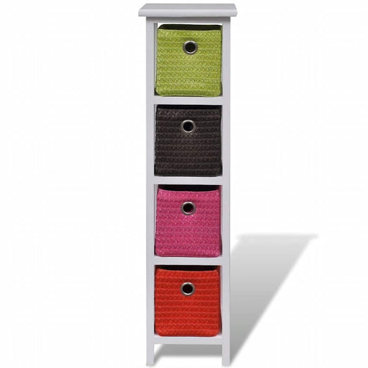 Storage Rack with Multi-colour Baskets Paulownia Wood Storage Rack with Multi-colour Baskets Paulownia Wood