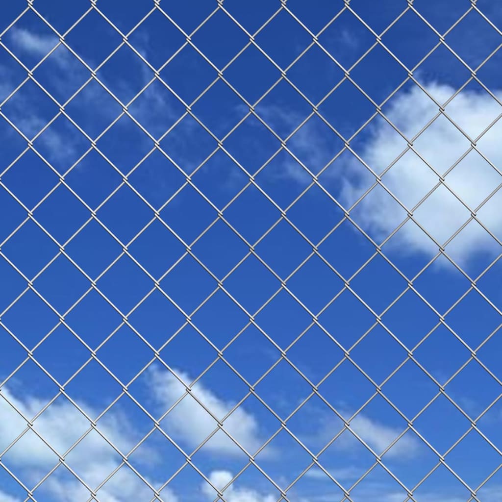 141490 vidaXL Chain Link Fence Galvanised Steel 25x0,8 m Silver