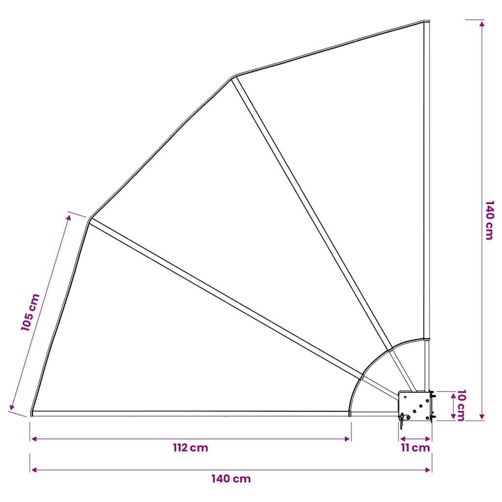 41575 vidaXL Collapsible Balcony Side Awning Grey 140x140 cm