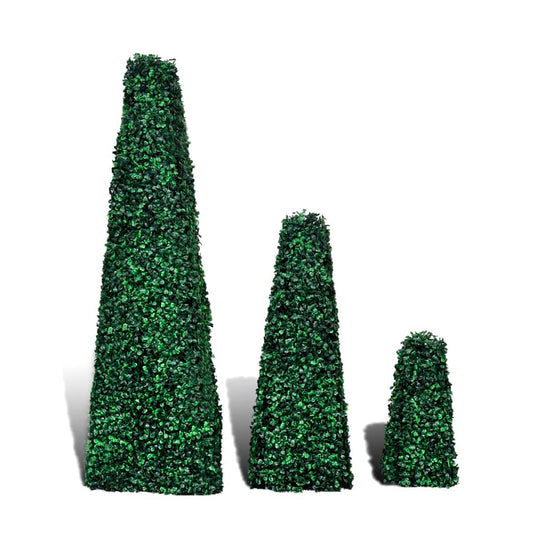 Set of 3 Artificial Boxwood Pyramid Topiary Set of 3 Artificial Boxwood Pyramid Topiary