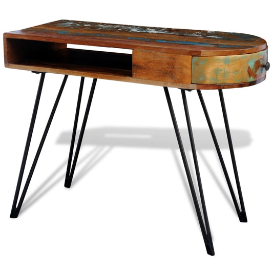 Desk | Multi-colour wood with iron legs | Reclaimed solid wood and iron Desk | Multi-colour wood with iron legs | Reclaimed solid wood and iron