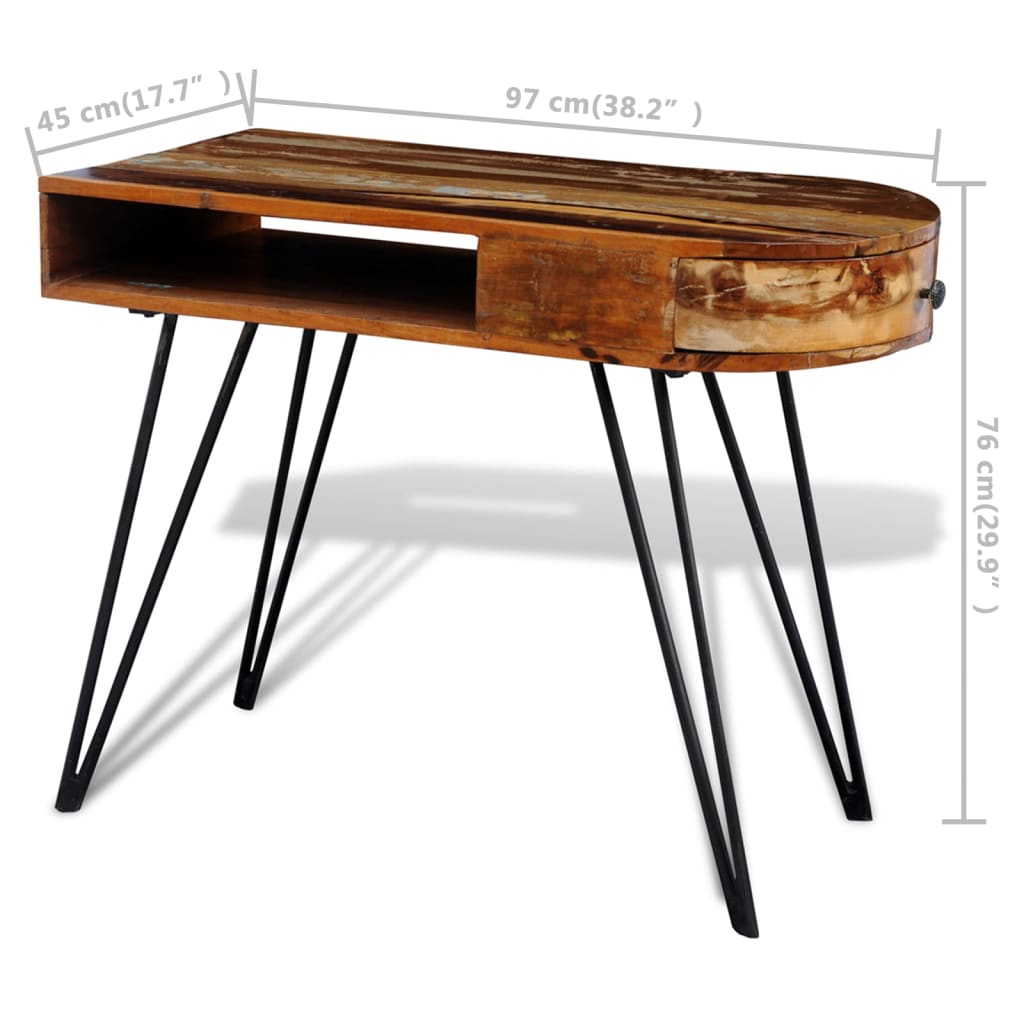 Reclaimed Solid Wood Desk with Iron Pin Legs