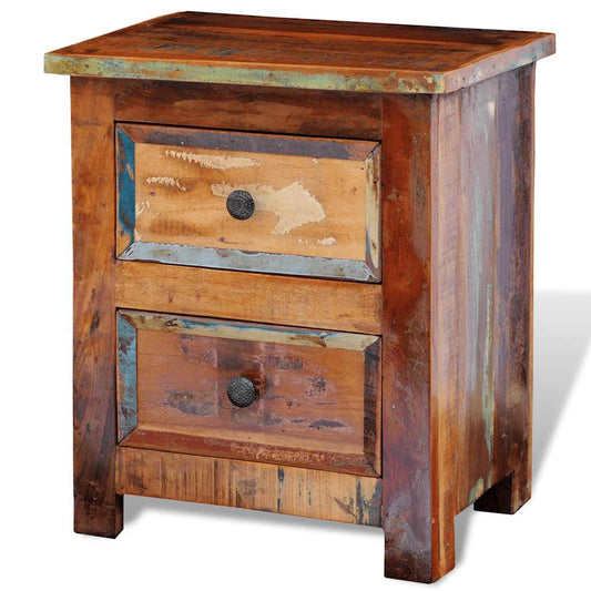 Nightstand with 2 Drawers Solid Reclaimed Wood Nightstand with 2 Drawers Solid Reclaimed Wood
