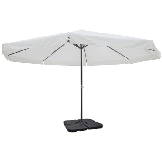 Aluminium Garden Parasol with Portable Base White Aluminium Garden Parasol with Portable Base White
