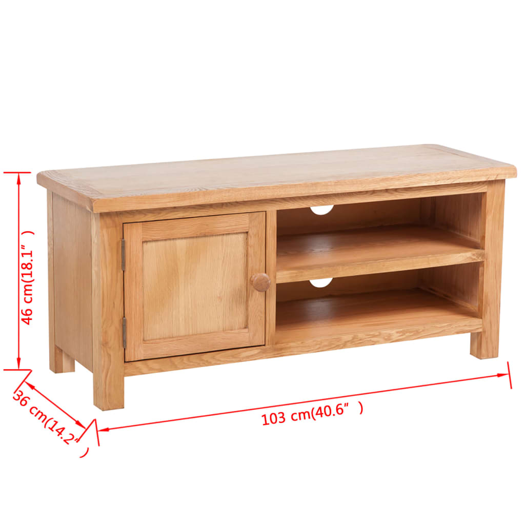 241679 vidaXL TV Cabinet 103 x 36 x 46 cm Solid Oak Wood