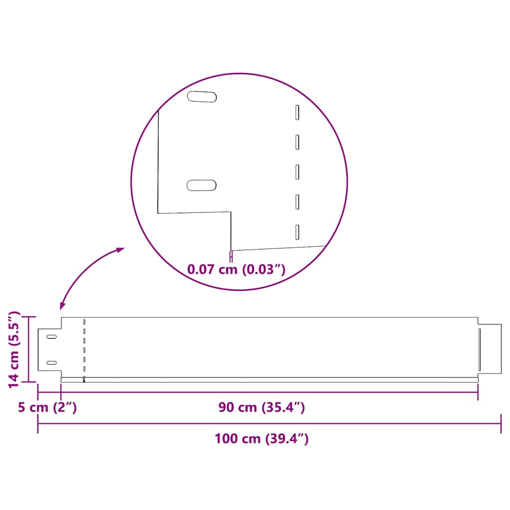 Set of 20 Flexible Lawn Fence Galvanised Steel 100 x 14 cm