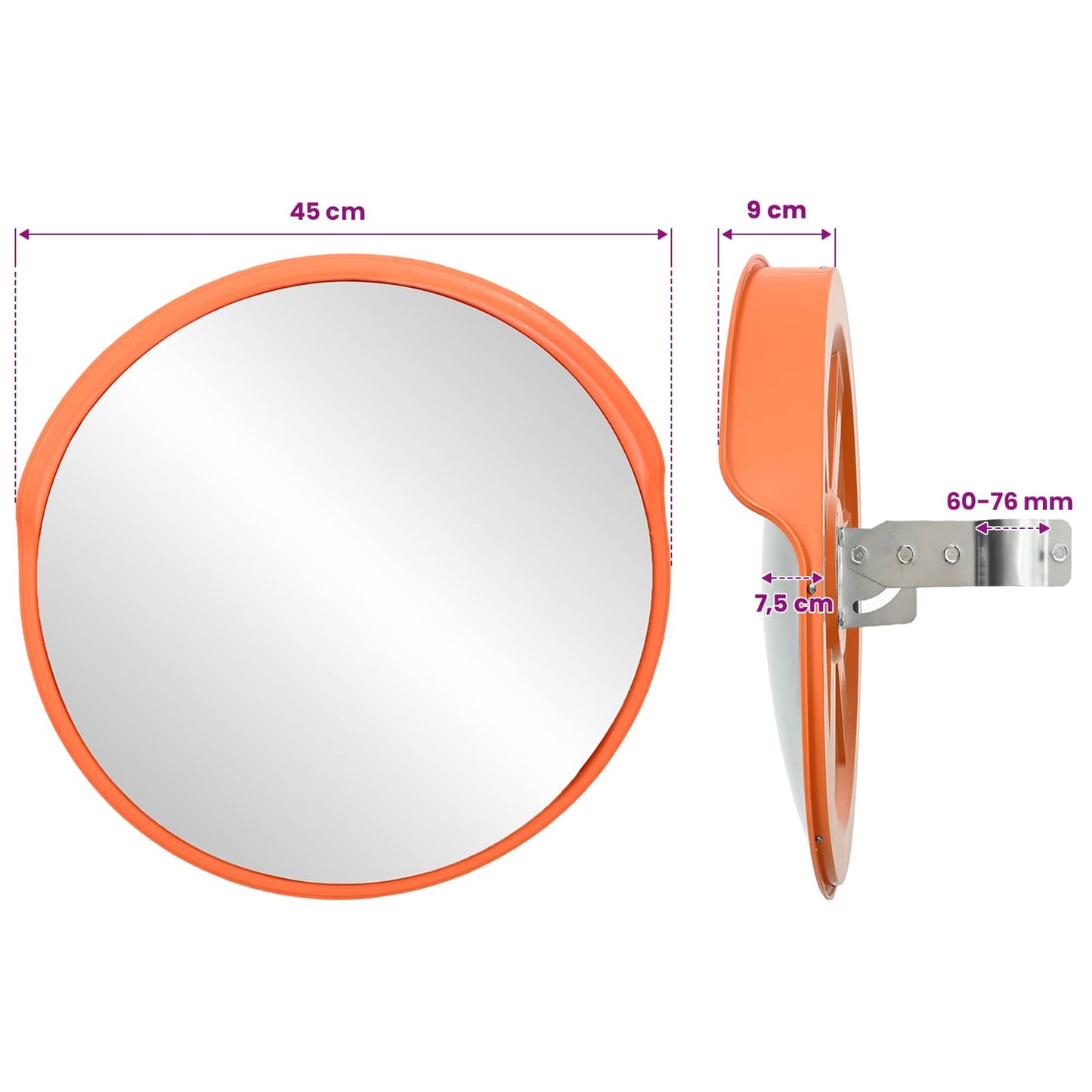 141680 Convex Traffic Mirror PC Plastic Orange 45 cm Outdoor