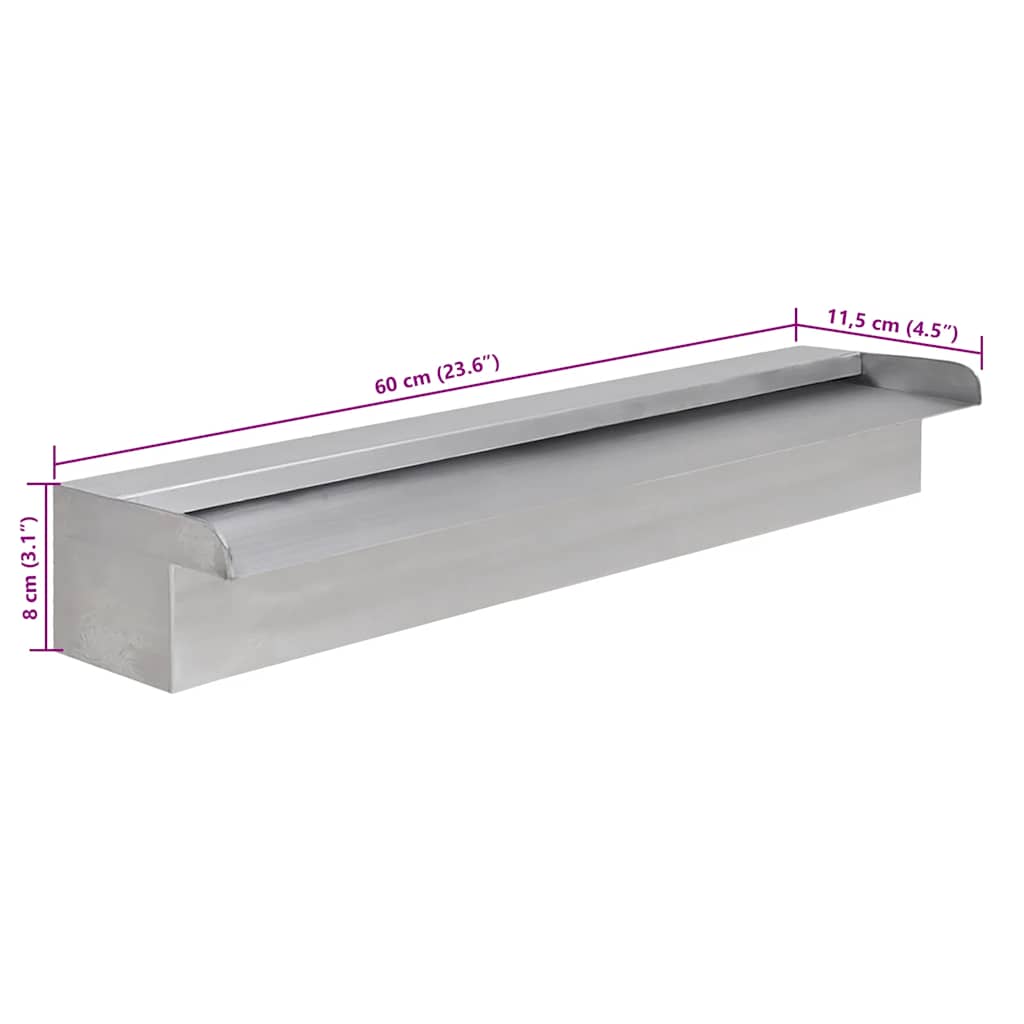 41667 Rectangular Waterfall Pool Fountain Stainless Steel 60 cm