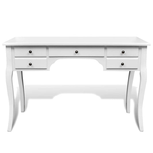 Wooden French Desk with Curved Legs and 5 Drawers Wooden French Desk with Curved Legs and 5 Drawers