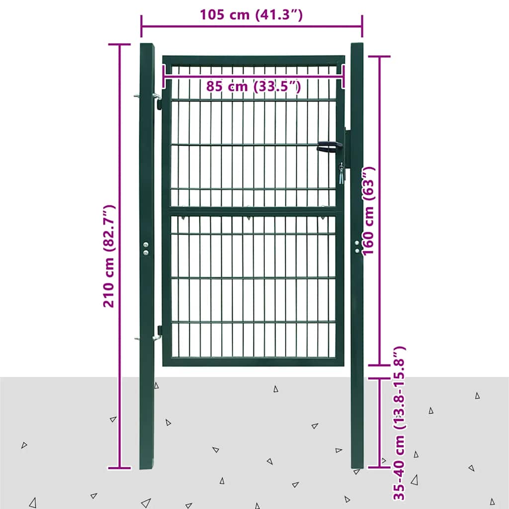 2D Fence Gate (Single) Green 100x160 cm