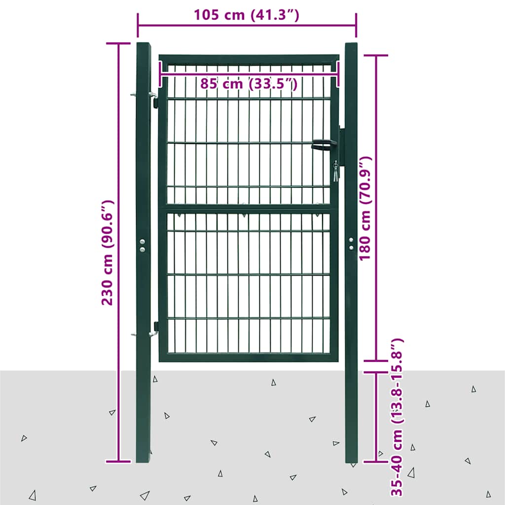 2D Fence Gate (Single) Green 100x180 cm