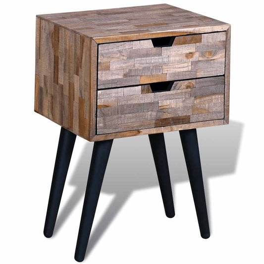 Nightstand with 2 Drawers Reclaimed Teak Wood Nightstand with 2 Drawers Reclaimed Teak Wood