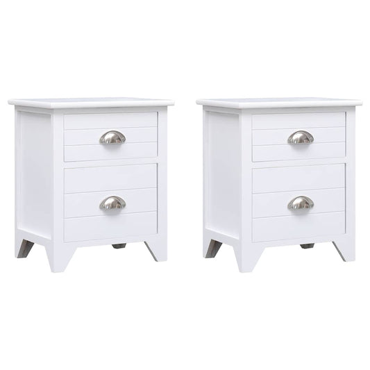 Nightstand 2 pcs with 2 Drawers White Nightstand 2 pcs with 2 Drawers White