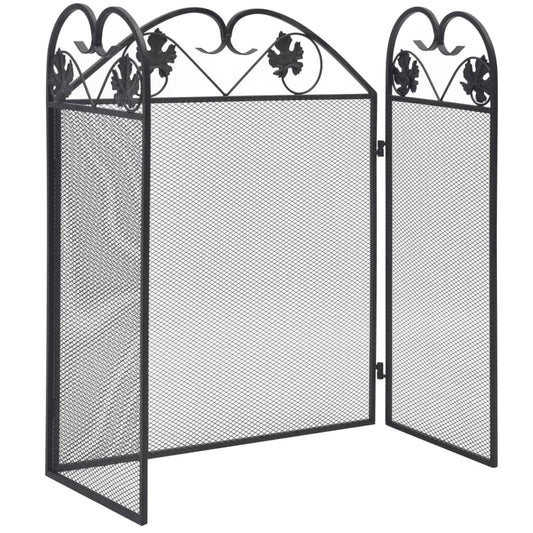 3-panel Fireplace Screen Iron Black 3-panel Fireplace Screen Iron Black