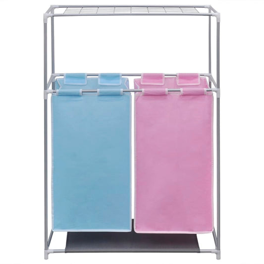 2-Section Laundry Sorter Hamper with a Top Shelf for Drying 2-Section Laundry Sorter Hamper with a Top Shelf for Drying