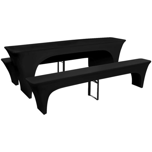 3 Slipcovers for Beer Table and Benches Stretch Black 220 x 50 x 80 cm 3 Slipcovers for Beer Table and Benches Stretch Black 220 x 50 x 80 cm