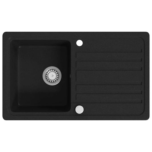 Granite Kitchen Sink Single Basin with Drainer Reversible Black Granite Kitchen Sink Single Basin with Drainer Reversible Black