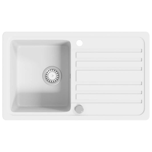 Granite Kitchen Sink Single Basin with Drainer Reversible White Granite Kitchen Sink Single Basin with Drainer Reversible White