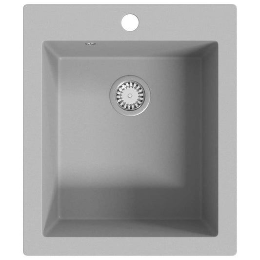 141673 vidaXL Overmount Kitchen Sink Single Basin Granite Grey 141673 vidaXL Overmount Kitchen Sink Single Basin Granite Grey