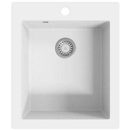 141674 vidaXL Overmount Kitchen Sink Single Basin Granite White 141674 vidaXL Overmount Kitchen Sink Single Basin Granite White