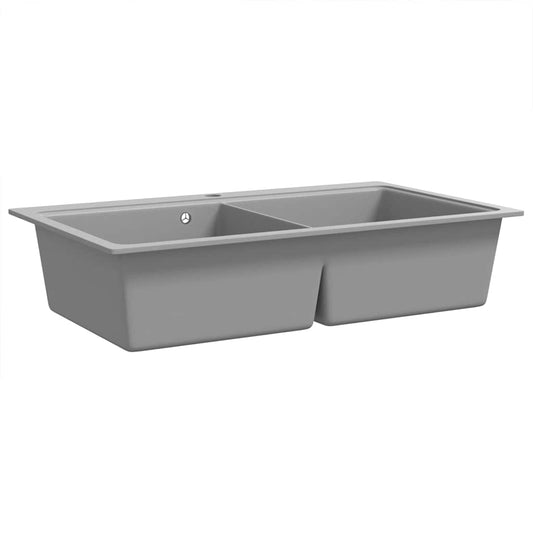 Overmount Kitchen Sink Double Basin Granite Grey Overmount Kitchen Sink Double Basin Granite Grey