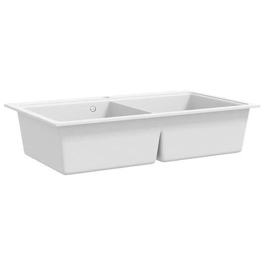 Overmount Kitchen Sink Double Basin Granite White Overmount Kitchen Sink Double Basin Granite White