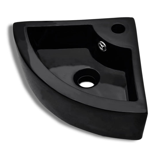 Wash Basin with Overflow 45x32x12.5 cm Black Wash Basin with Overflow 45x32x12.5 cm Black