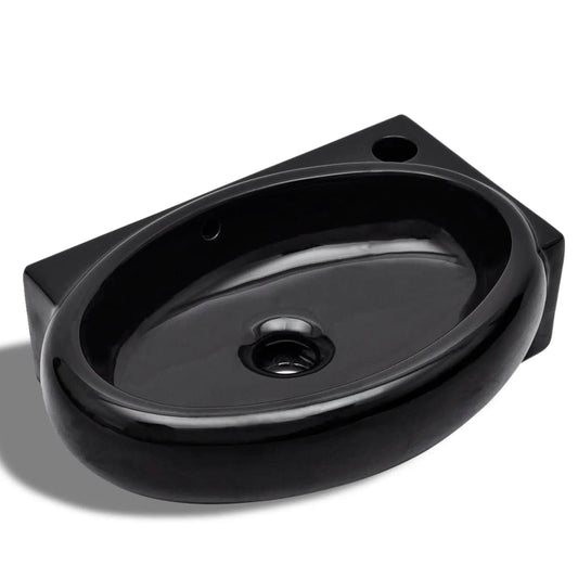Ceramic Bathroom Sink Basin Faucet/Overflow Hole Black Round Ceramic Bathroom Sink Basin Faucet/Overflow Hole Black Round