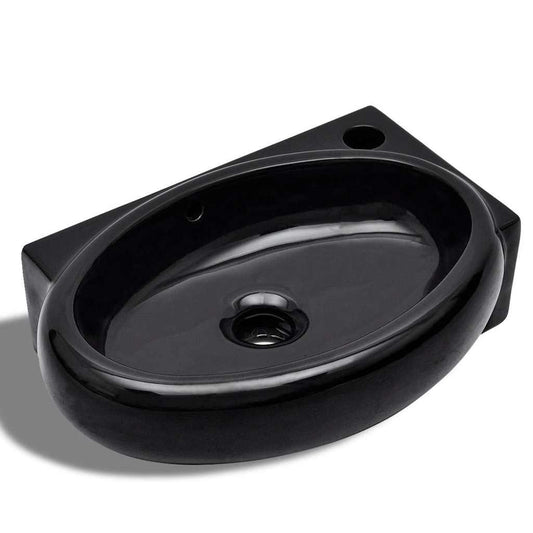 141925 Ceramic Bathroom Sink Basin Faucet/Overflow Hole Black Round 141925 Ceramic Bathroom Sink Basin Faucet/Overflow Hole Black Round