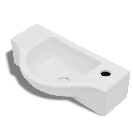 141930 Ceramic Bathroom Sink Basin with Faucet Hole White 141930 Ceramic Bathroom Sink Basin with Faucet Hole White