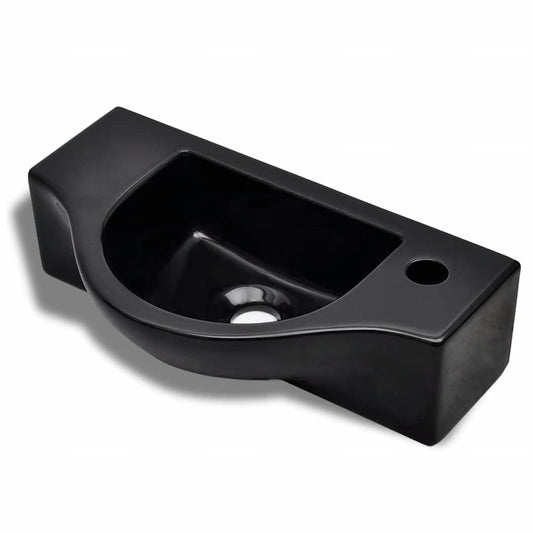 141931 Ceramic Bathroom Sink Basin with Faucet Hole Black 141931 Ceramic Bathroom Sink Basin with Faucet Hole Black