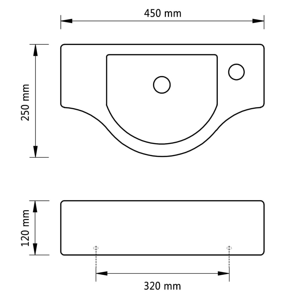 141931 Ceramic Bathroom Sink Basin with Faucet Hole Black