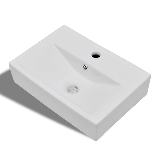 Ceramic Bathroom Sink Basin Faucet/Overflow Hole White Rectangular Ceramic Bathroom Sink Basin Faucet/Overflow Hole White Rectangular