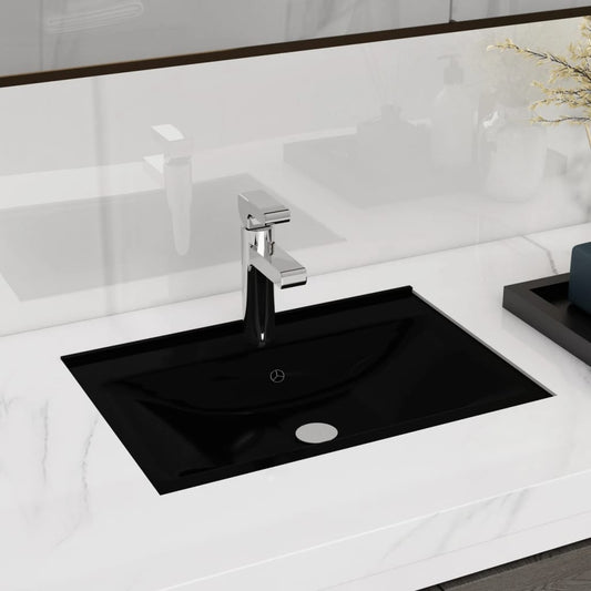 Ceramic Bathroom Sink Basin Faucet/Overflow Hole Black Rectangular Ceramic Bathroom Sink Basin Faucet/Overflow Hole Black Rectangular
