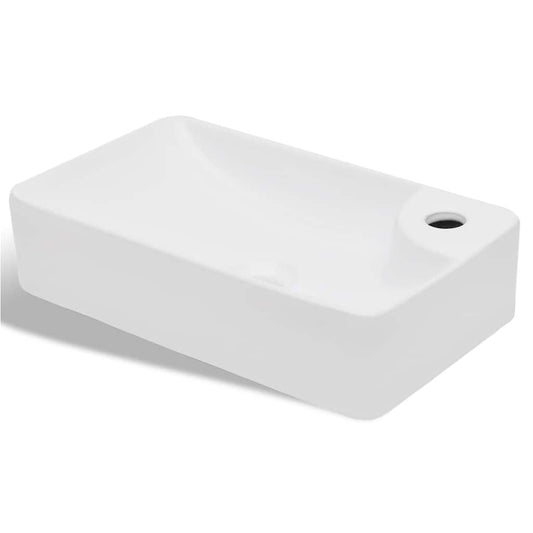 Ceramic Bathroom Sink Basin with Faucet Hole White Ceramic Bathroom Sink Basin with Faucet Hole White