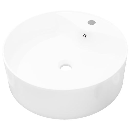 Ceramic Bathroom Sink Basin Faucet/Overflow Hole White Round Ceramic Bathroom Sink Basin Faucet/Overflow Hole White Round