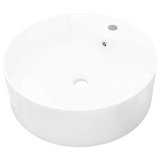 Ceramic Bathroom Sink Basin Faucet/Overflow Hole White Round Ceramic Bathroom Sink Basin Faucet/Overflow Hole White Round
