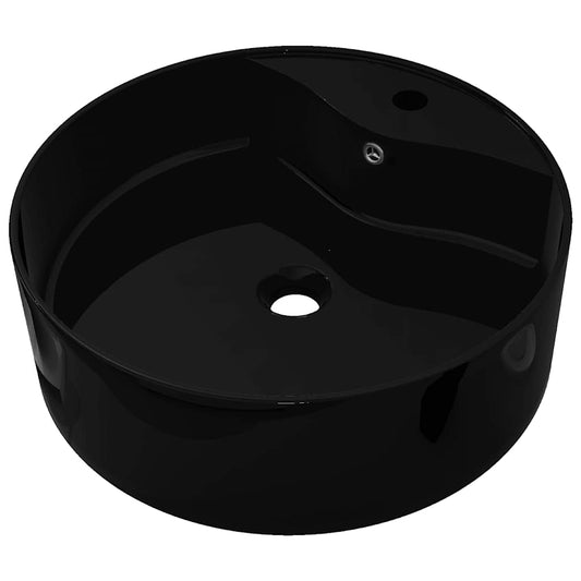 Ceramic Bathroom Sink Basin Faucet/Overflow Hole Black Round Ceramic Bathroom Sink Basin Faucet/Overflow Hole Black Round