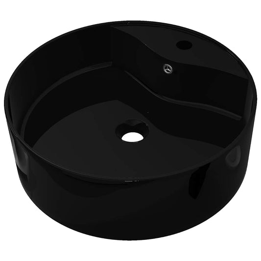 141939 Ceramic Bathroom Sink Basin Faucet/Overflow Hole Black Round 141939 Ceramic Bathroom Sink Basin Faucet/Overflow Hole Black Round