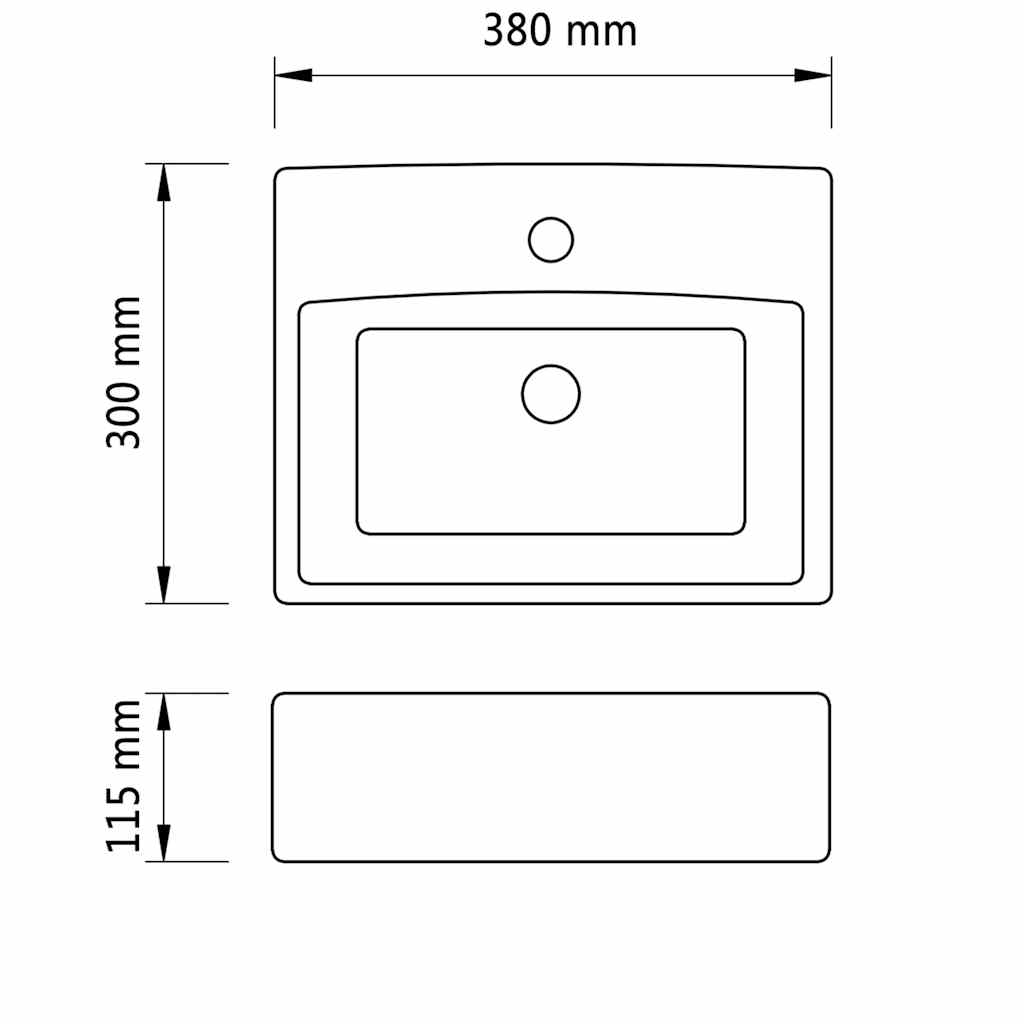 Ceramic Bathroom Sink Basin with Faucet Hole Black Square