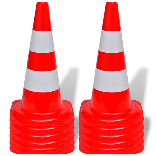 10 Reflective Traffic Cones Red and White 50 cm 10 Reflective Traffic Cones Red and White 50 cm