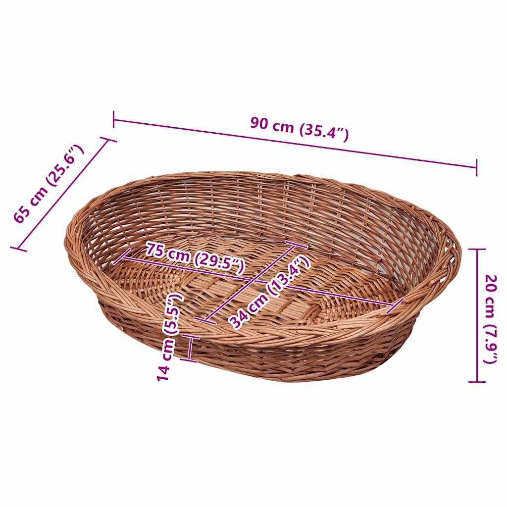 Dog Basket | Natural | Willow | Medium | Lightweight | Dog Basket | Oval