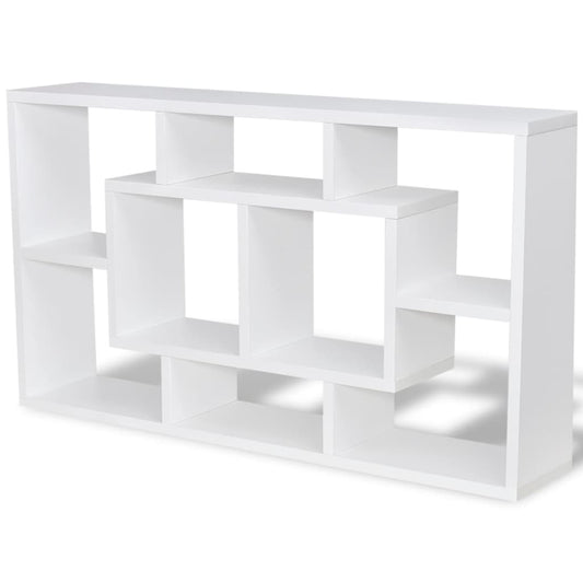 Floating Wall Display Shelf 8 Compartments White Floating Wall Display Shelf 8 Compartments White