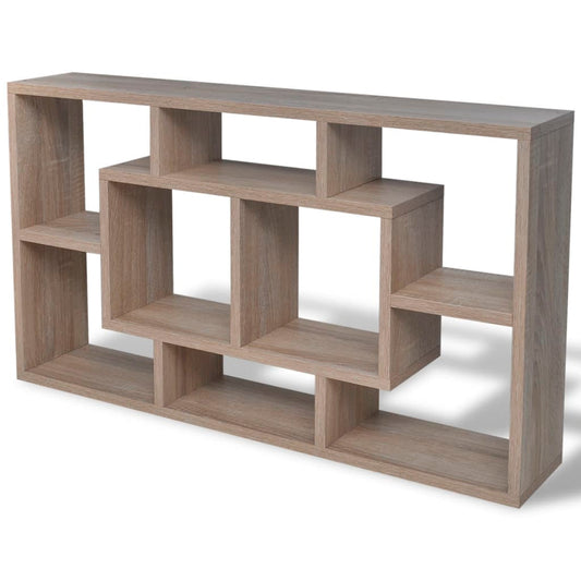 Floating Wall Display Shelf 8 Compartments Oak Colour Floating Wall Display Shelf 8 Compartments Oak Colour