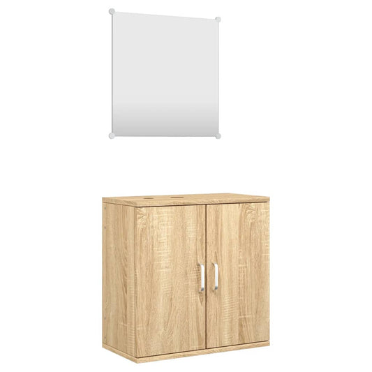 2 Piece Bathroom Furniture Set Oak Engineered Wood 2 Piece Bathroom Furniture Set Oak Engineered Wood
